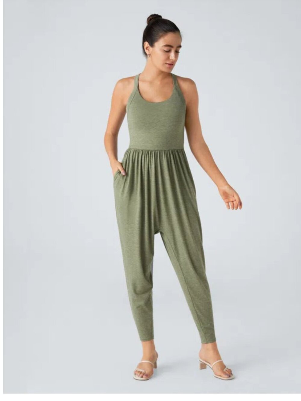 Halara U Neck Pocket Harem Casual Jumpsuit-Easy Peezy Edition Large